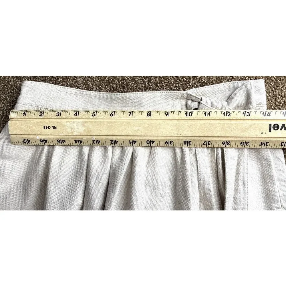 J. Crew Linen Cotton Tie Waist A-Line Skirt Oatmeal Beige 4 Lined Summer Coastal